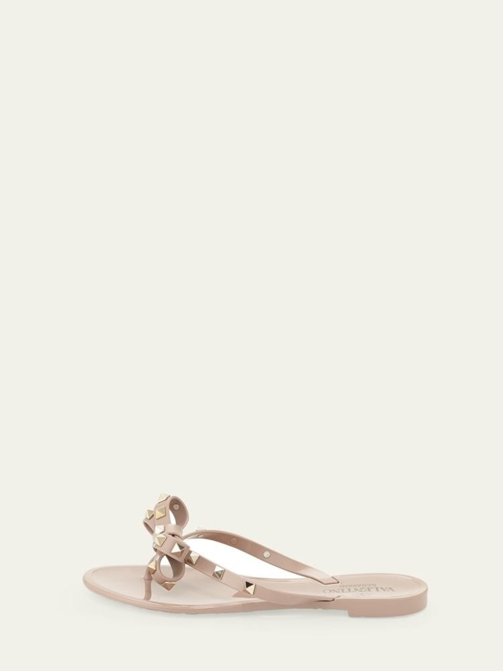 Valentino Garavani Beige Studded Bow Thong Sandals - Picture 5 of 11